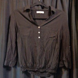 Bajee Collection Black Collared 3/4 Sleeve Blouse